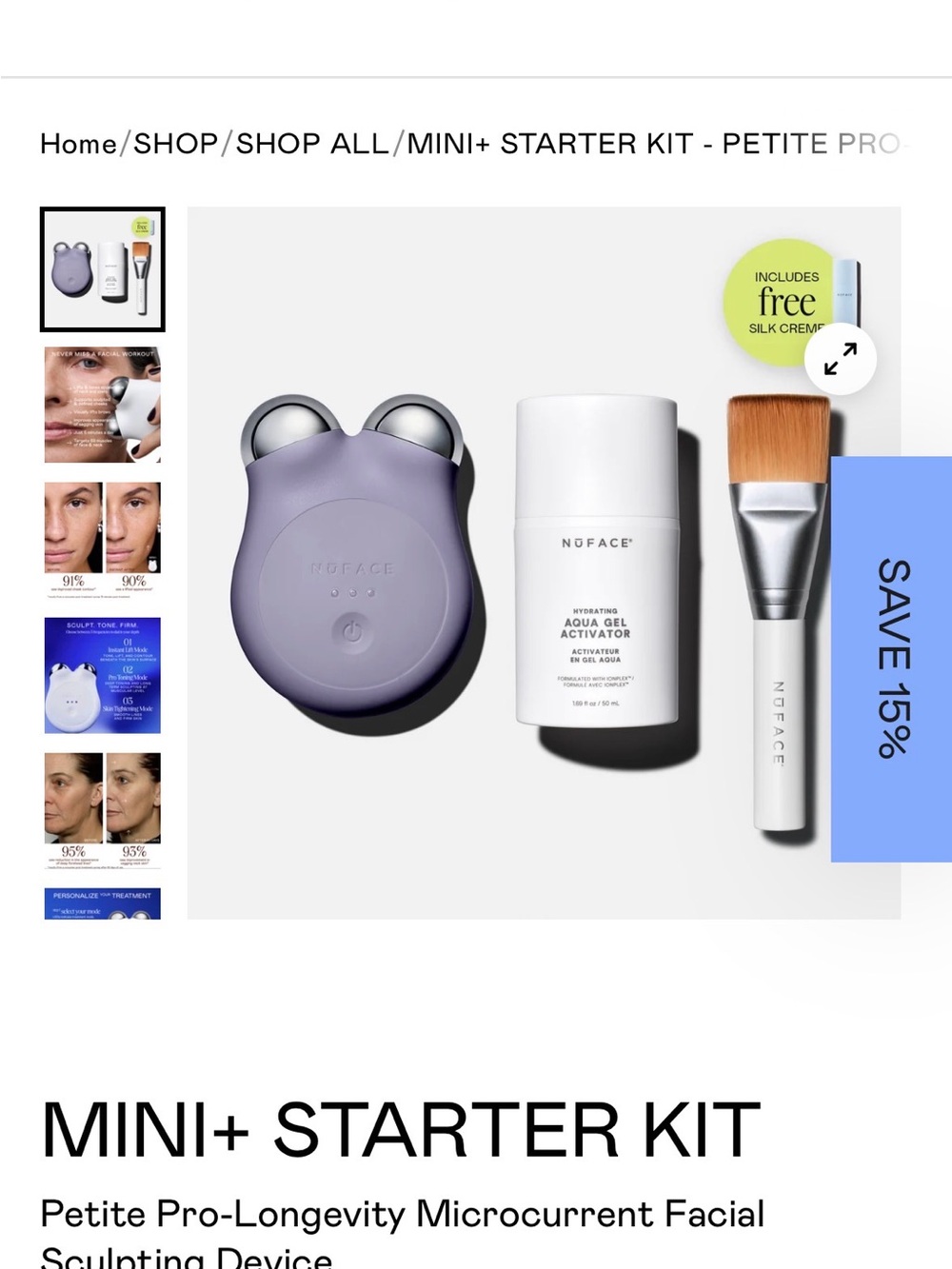 NuFACE Mini+ Starter Kit - Lavender Microcurrent Facial Sculpting Set
